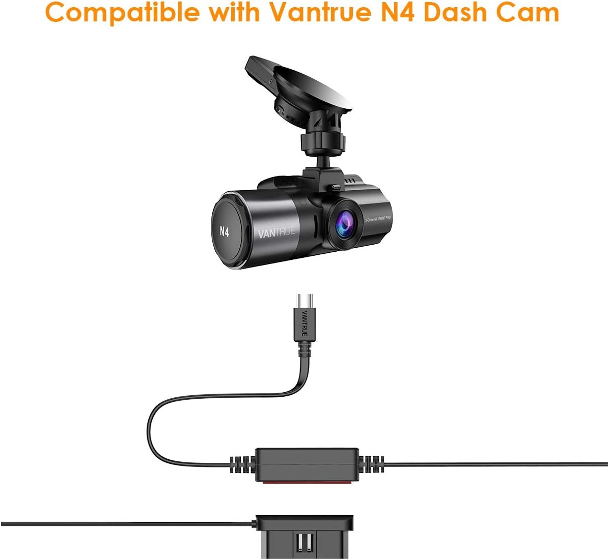 Vantrue 3-Lead ACC Hardwire Kit for N4, N2 Pro (2023), E1, E1 Lite, E2, E3,  S2, N2S, N1 Pro (2023), X4S, N4 Pro, N5, S1 Pro Dash Cam | EzDashcam