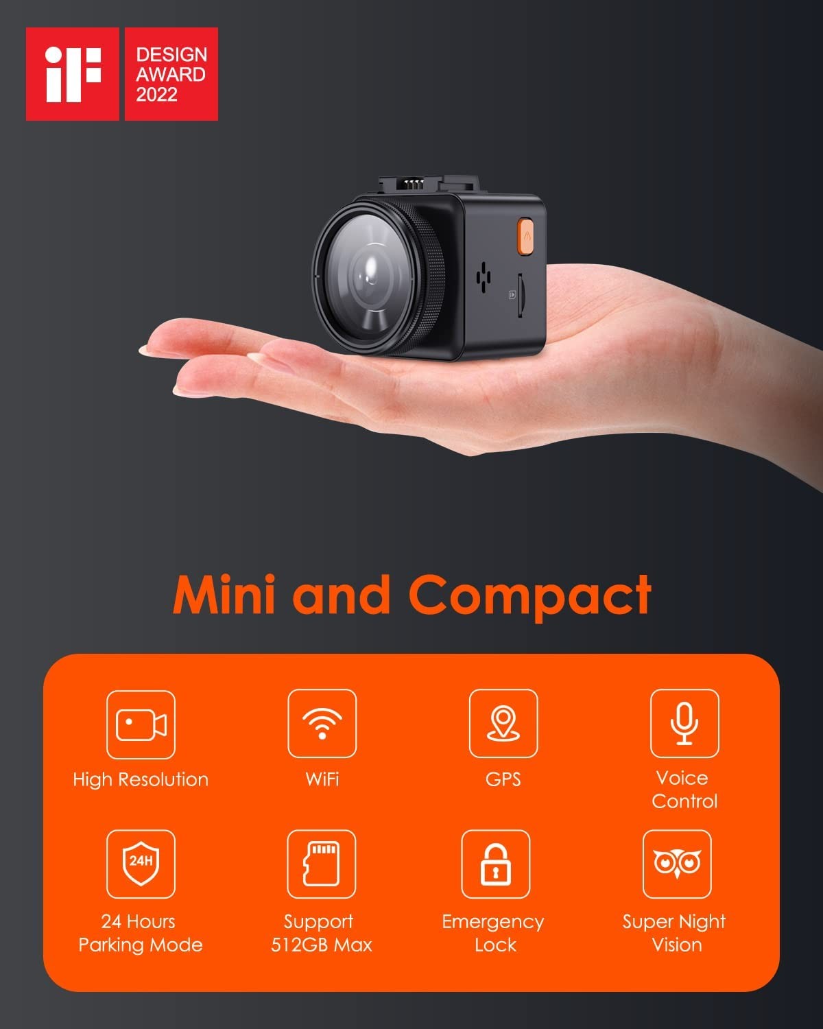 Vantrue E1 2.5K WiFi Mini Dash Cam with GPS and Speed, Voice Control Front  Car Dash Camera, 24 Hours Parking Mode, Night Vision, Buffered Motion  Detection, APP, Wireless Controller, Support 512GB Max 