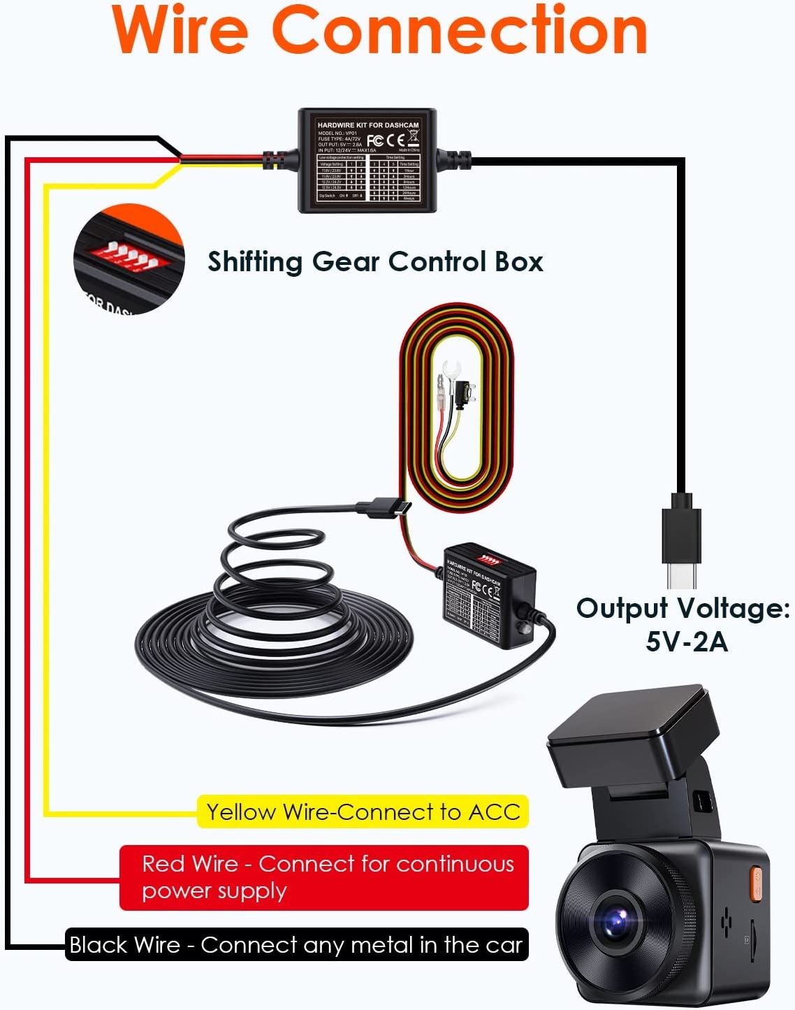 Vantrue Dash Cam Direct-Hardwiring Kit for Parking Mode